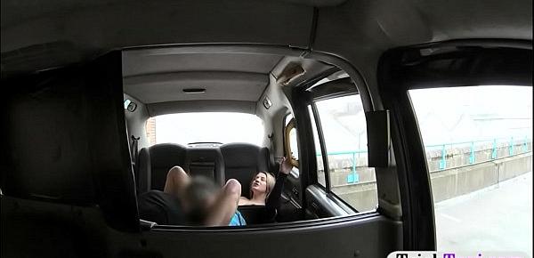  Busty amateur analyzed by fake driver in the backseat